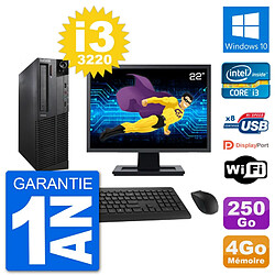 PC Lenovo M92p SFF Ecran 22" Intel i3-3220 RAM 4Go Disque 250Go Windows 10 Wifi · Occasion 