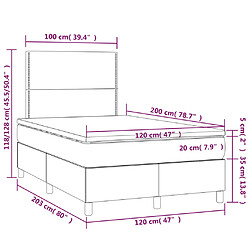 vidaXL Sommier à lattes de lit avec matelas Gris 120x200 cm Similicuir pas cher