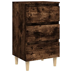 Maison Chic Table de chevet - Table de Nuit avec pieds en bois solide Chêne fumé 40x35x69cm