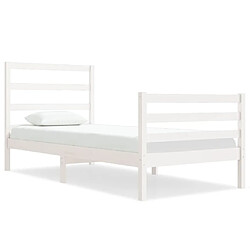 Maison Chic Lit Moderne Chambre - Cadre/structure de lit pour adulte Blanc Bois de pin massif 90x190 cm Simple -MN14348