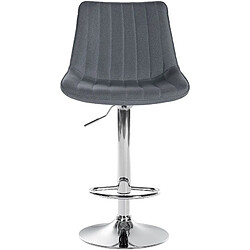 Decoshop26 Lot de 2 tabourets de bar réglable en hauteur pivotant à 360° assise en tissu gris couture verticale pied métal chromé 10_0004433 pas cher