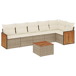 vidaXL Salon de jardin avec coussins 7 pcs beige résine tressée