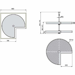 Avis Emuca Plateau tournant blanc 2 niveaux pour module de cuisine Shelvo Pour module de 80 cm