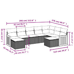 Avis vidaXL Salon de jardin avec coussins 9 pcs beige résine tressée