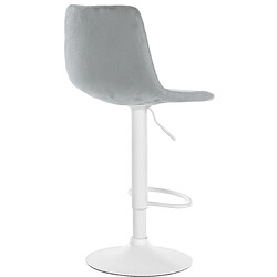 Acheter Decoshop26 Set de 2 tabourets de bar repose-pieds en métal blanc confortable en forme d'arc assise en velours gris 10_0004135