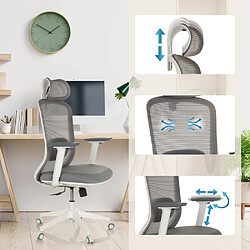 Avis Chaise de bureau / chaise pivotante MIKEO G assise tissu / dossier maille gris hjh OFFICE