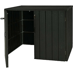 Decoshop26 Abri de poubelles extérieur conteneurs à ordures jusqu'à 4 bacs 117x142x102 cm aspect métal bois, extensible anthracite 04_0005610