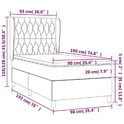 vidaXL Sommier à lattes de lit et matelas Gris clair 90x190 cm Velours pas cher