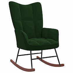 Maison Chic Chaise à bascule | Fauteuil Relax, design moderne Vert foncé Velours -GKD60943