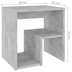 vidaXL Table de chevet gris béton 40x30x40 cm bois d'ingénierie pas cher