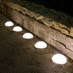 Lumi Jardin 5 demi boules solaires à piquer HALF MOON Blanc Plastique Ø15cm