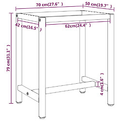 vidaXL Cadre de banc de travail Noir et rouge mat 70x50x79 cm Métal pas cher