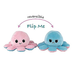 Universal Octopus réversible Plushie Double facette Doll Show Mood Typink Light Bleu 