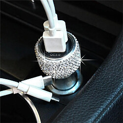 Wewoo Chargeur rapide double USB en alliage d'aluminium QC3.0 de voiture diamant blanc 