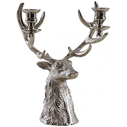 Aubry Gaspard Bougeoir double tête de cerf en aluminium.