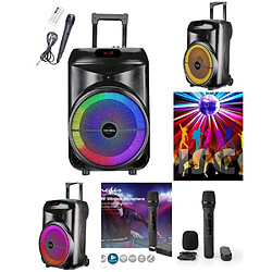 ENCEINTE SONO PORTABLE PARTY KARAOKE BLUETOOTH 700W MOBILE USB TWS LED RGB MSD Radio Fm MICRO + TELECOMMANDE + Micro sans fil HQ 