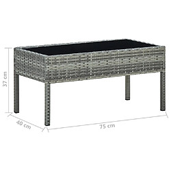 Acheter vidaXL Table de jardin Gris 75x40x37 cm Résine tressée