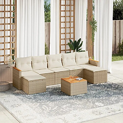 Maison Chic Salon de jardin avec coussins 8 pcs | Ensemble de Table et chaises | Mobilier d'Extérieur beige résine tressée -GKD36301