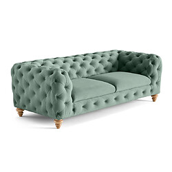 Lisa Design Walter - canapé 3 places chesterfield en velours - pieds bois