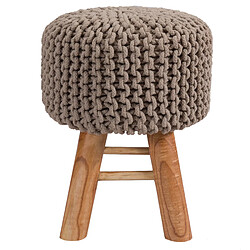 Acheter Rendez Vous Deco Petit tabouret tricot Lisa taupe