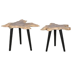 Pegane Set de 2 tables d'appoints en bois de teck coloris naturel