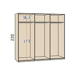 Avis Inside 75 Armoire blanche 238,4 x 60 x 220 cm structure standard 6 portes kubica