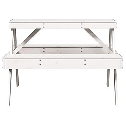 Avis vidaXL Table de pique-nique blanc 105x134x75 cm bois massif de pin