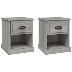 Maison Chic Lot de 2 Tables de chevet,Table de nuit,Table d'appoint pour salon sonoma gris 39x39x47,5cm bois ingénierie -MN59666