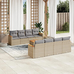 vidaXL Salon de jardin avec coussins 9pcs mélange beige résine tressée