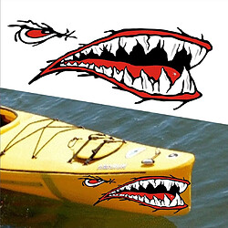 Avis 2 Pièces Bouche Dents de Requin Autocollants Stickers Décalcomanies pour Kayak Canoe Pirogue Dinghy Bateau