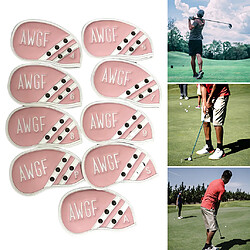 Acheter 9x Golf Iron Headcover Set Housse De Protection De Tête De Club Doublée En Polaire Rose