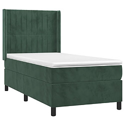 Acheter Maison Chic Lit adulte- Lit + matelas + LED,Sommier à lattes de lit matelas LED Vert foncé 90x190cm Velours -GKD19177