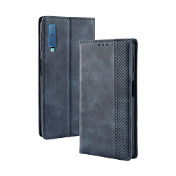 Etui en PU style vintage bleu pour votre Samsung Galaxy A7 (2018)