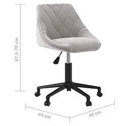 vidaXL Chaise pivotante de salle à manger Gris clair Velours pas cher