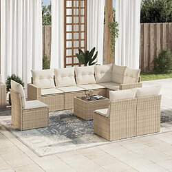 Maison Chic Salon de jardin avec coussins 9 pcs | Ensemble de Table et chaises | Mobilier d'Extérieur beige résine tressée -GKD76013