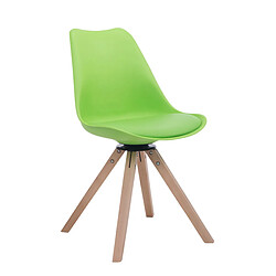 Decoshop26 Chaise de salle à manger x1 chaise visiteur assise pivotant à 360° en PVC et plastique vert piètement en bois carré clair 10_0003468 