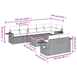 Acheter vidaXL Salon de jardin avec coussins 9pcs mélange beige résine tressée