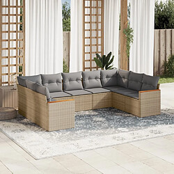 Maison Chic Salon de jardin avec coussins 9 pcs | Ensemble de Table et chaises | Mobilier d'Extérieur beige résine tressée -GKD52024