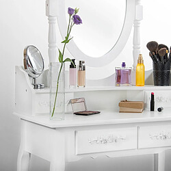 Avis ML-Design Table de maquillage blanc table de coiffeuse avec miroir et tabouret moderne MDF