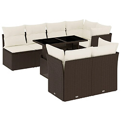 vidaXL Salon de jardin 8 pcs avec coussins marron résine tressée