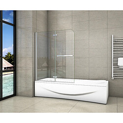 Pare-baignoire 120x140cm pivotant 180°en 6mm Pare-baignoire 120x140cm pivotant 180°en 6mm verre anticalcaire avec une poignée en Inox