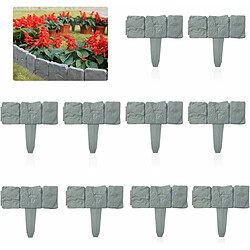 Elixir Bordure de Pelouse de Jardin, 10 Pcs 2.5M Clôture Bordures de Plantes Pierres Plastique Flexible Gris, Décoratif Bordure de Gazon pour Pelouse Paysage Patio Fleur Lit De Jardin