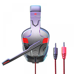 General Casque de jeu filaire, prise audio 0,1 pouce, coussinets en mousse à mémoire de forme, lumière LED, basses surround, léger, compatible avec PC, PlayStation, Xbox, Nintendo Switch.(rouge) 