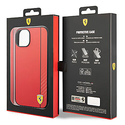 Ferrari Coque pour iPhone 14 Bi-matière Effet Carbone Compatible QI Rouge pas cher