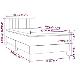 vidaXL Sommier à lattes de lit et matelas et LED Gris foncé 100x200 cm pas cher