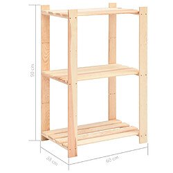 vidaXL Étagères de rangement à 3 niveaux 3 pcs 60x38x90 cm Pin 150 kg pas cher