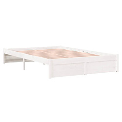 Avis vidaXL Cadre de lit sans matelas blanc bois massif 120x200 cm