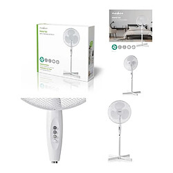 NEDIS Ventilateur sur pied DIAM 40cm 3 Vitesses Oscillation 45 W Hauteur réglable Blanc 