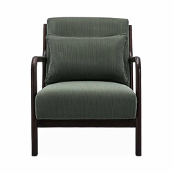 Acheter Fauteuil velours côtelé vert pieds bois d'hévéa | sweeek