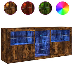 Acheter vidaXL Buffet avec lumières LED chêne fumé 162x37x67 cm